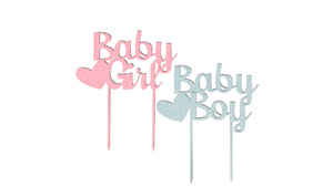 Kagepynt - "Baby Girl" - 12,2 x 14,6 cm - Pink