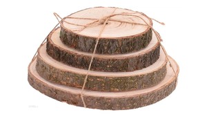 Træ Skiver m/bark - Rund -  Natur - 4 stk./pk