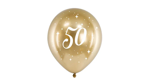 Balloner med nummer 50 - 30 cm - Gold - 6stk./ps