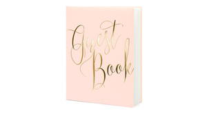 Gæstebog - Powder Pink m/ Guld inskription - Guest Book