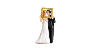 Kagepynt - Nygifte - Holder en guldfotoramme - 14,5 cm