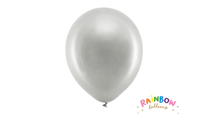 Rainbow Balloner 30 cm - Silver Metallic - 10 stk./ps