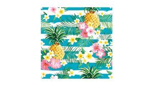 Tropical Flowers and Pineapples on Stripes - Servietter