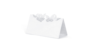 Bordkort - Butterflies - White - 10 stk./ps