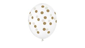 Ballon - Guld/kobber dots - Clear - 30 cm - 6 stk./ps