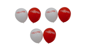 Balloner m/ Tillykke - 25 cm -Rd/Hvid- 6 stk./ps