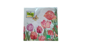 Watercolor Tulips with yellow Butterfly